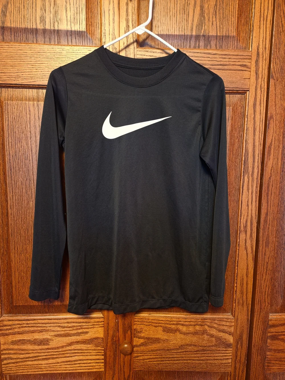 Nike Black Long-Sleeve Tee with White Swoosh